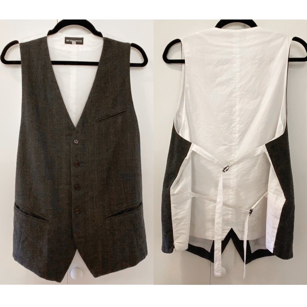 *SOLD* Ann Demeulemeester Gray Pinstriped Vest Waistcoat